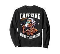 Caffeine Queen Coffee Lover Retro Bold Woman Graphic Sweatshirt
