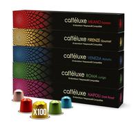 Cafféluxe Taste Of Italy Aluminium Coffee Pods - Flavoured Coffee Pods Compatible with Nespresso® Includes Firenze, Milano, Napoli, Roma, and Venezia - 100 Pods - Gift Set