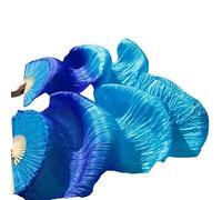 CaFfen Silk Belly Dance Fan Silk Belly Dance Fans Real/Rayon Left+right Hand 15,120x90cm Real Silk