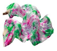 CaFfen Silk Belly Dance Fan Silk Belly Dance Fans Real/Rayon Left+right Hand 22,120x90cm Real Silk