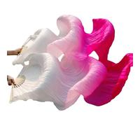 CaFfen Silk Belly Dance Fan Silk Belly Dance Fans Real/Rayon Left+right Hand 3,120x90cm Real Silk