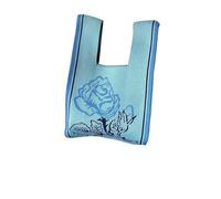 CaFfen Women'S Wrist Knotted Tote Bag Bag Large Capacity Storage Rose Knitting Handbag Wrist Women(Blue)