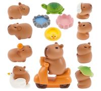 Caffney 13 Pcs Mini Capybara Figurine Resin Animal Capybara Miniature for DIY Fairy Garden Cake Topper Moss Landscape Decor