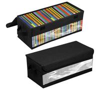 Caffney 2 Pack CD Storage Boxes DVD CD Case Storage with Window and Handle Foldable CD Organizer Box with Lids Dust Proof Holds 30 CDs in Full Jewel Cases, 60 CDs in Slim Cases, and 165 Discs