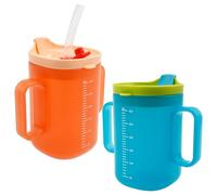 Caffney 2Pcs Sippy Cup with Straw Portable Adult Sippy Cups Non Spill with Handle 300ML Feeding Mug Easy to Use Practical Non Spill Mug for Kids Seniors