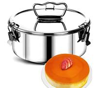 Caffney 7.5inch Flan Mold,304 Stainless Steel Flan Pan Mold with Lid and Handle 1.5QT Capacity Flanera Flans Mould Portable Round Cake Baking Flans Molds for Chocolate Cake Cupcake Pudding