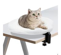 Caffney Cat Desk Bed White Ergonomic Cat Desk Perch Supports 22 lbs Space Saving Kitten Table Hammock for Home,Room,Office