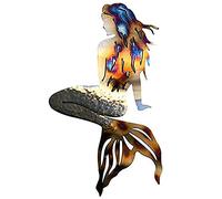 Caffney Mermaid Metal Art Wall Decor Wrought Iron Mermaid Handmade Creative Craft Panels Bathroom Hanging Decoration for Outdoor Garden Pool Patio Beach Home Living Room Art Decoration (Silver/Copper)