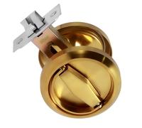 Caffney Round Recessed Door Lock 304 Stainless Steel Hidden Recessed Cup Door Handle Keyless Recessed Door Pull Latch Knob Round Embedded Concealed Door Pull for Bathroom Bedroom HHD(Golden)