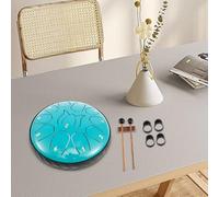 Caffney Steel Tongue Drum 11 Notes Tongue Drum 6 inch Small Hand Pan Drum Rustproof Percussion Instrument Sound Healing Tank Drum for Meditation Yoga Musical Education HHD(Lake blue)