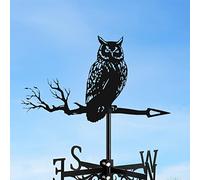 Caffney Weather Vane, Metal Weather Resistant Wind Direction Indicator Black Wind Spinners Retro Creative Roof Weathercock Roof Decoration Accessories for Outdoor Garden Shed Yard Patio Farm(owl)
