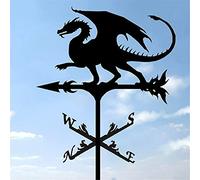 Caffney Weather Vane, Metal Weather Resistant Wind Direction Indicator Black Wind Spinners Retro Creative Roof Weathercock Roof Decoration Accessories for Outdoor Garden Shed Yard Patio Farm(dragon)