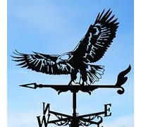 Caffney Weather Vane, Metal Weather Resistant Wind Direction Indicator Black Wind Spinners Retro Creative Roof Weathercock Roof Decoration Accessories for Outdoor Garden Shed Yard Patio Farm(eagle)