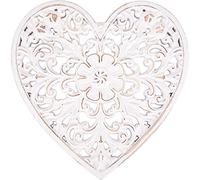 Caffney Wooden Wall Decor Floral Hollow Carved Wall Panel Hanging Decor Rustic Wall Art Sculpture Home Wall Ornament for Hallway Bedroom Living Room Cafe Office(Heart)