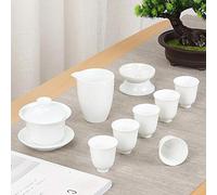 CAFIEDR 10pcs / Set Chinese Ceramic Tea Set Handmade Kettle Tea Mugs Gaiwan Household Filter White Porcelain Teapot Teaguard Drink-10_A.