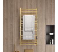 CAFIEDR 14-Bars Wall Mounted Towel Warmer and Drying Rack, Intellect Heated Towel Rack and Electric Towel Warmer,for Use in The Bathroom, Giving You A Better Experience-Gold-With controller
