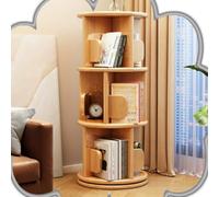 CAFIEDR 5-Tier Rotating Bookshelf 360° Wooden Corner Library Storage Solid Wood Bookcase Space-Saving Display Rack For Home And Office Modern Design Natural Finish.Natural-3 Tie