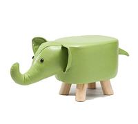 CAFIEDR Animal Footstools,Cute Faux Leather Ottomans with Solid Wood Frame,Soft Upholstered Foot Rest Stool for Bedroom Living Room-Decor-Elephant c 30x23x30cm,Green Elephants30x23x30cm