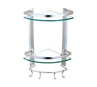 CAFIEDR Bathroom Cosmetic Rack,Corner Glass Shelf,With Aluminum Rail And Towel Bar Bathroom Shelf Wall Mount