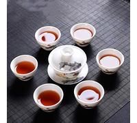 CAFIEDR Blue and White Ceramic Sheep Fat White Porcelain Tea Sets drinkware with gaiwan Porcelain Cup Best China gifts-E10 pcs