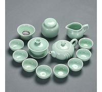 CAFIEDR Chinese Celadon Ceramic Tea Set Kettle Tea Cup Plastic Tray Porcelain Tea Set Travel Tea Set Best Gifts-J