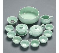 CAFIEDR Chinese Celadon Ceramic Tea Set Kettle Tea Cup Plastic Tray Porcelain Tea Set Travel Tea Set Best Gifts-J