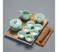 CAFIEDR Chinese Celadon Ceramic Tea Set Kettle Tea Cup Plastic Tray Porcelain Tea Set Travel Tea Set Best Gifts-J