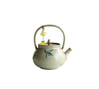 CAFIEDR Handmade Teapot Antique Gold-Painted Handle Pot Hand-Painted Flower Teapot Household Ceramic Kung Fu Tea Set 125 Ml Coffee For Brewing Leaf Tea.
