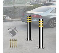 CAFIEDR High Visibility Traffic Delineator Posts 44 35 30 24 Inch Height, Parking Bollards Commercial Removable Do Not Enter, Stainless Steel Caution Reflective Column (H 110cm/44inch 2 pack)