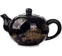 CAFIEDR Kung Fu Tea pot,China's national flower peony pattern Teapot Kettle,Coffee Tea Sets,Chinese traditions Flower Tea Pot Teaware-Black