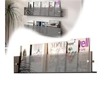 CAFIEDR Magazine Holder Acrylic Brochure Holder Wall Mount Hanging Bookshelf Magazine Rack Literature Storage Organizer for Office, Waiting Room, Coffee Shop, Home Display，Grey-90cm/35.4in