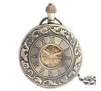 CAFIEDR Mechanical Pocket Watch for Men Women Engraved Case Arabic Numerals