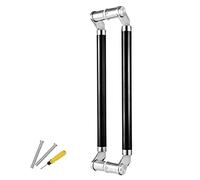 CAFIEDR Modern Double Sided Pair Door Handle,Glass/Barn/Door Handles,Stainless Steel Post Hardware Set,Commercial Heavy Duty Push Pull Handles(Black 60cm/23 5/8)