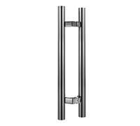 CAFIEDR Modern Entry Door Handle H-molding Stainless Steel Barn Door Pull Handle, Two-Side Design Round Shape Sliding Glass Door Handles, Wood Doors/Indoor Outdoor Meta(Brushed Black 50cm/19.7in)