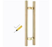 CAFIEDR Modern Entry Door Handle H-molding Stainless Steel Barn Door Pull Handle, Two-Side Design Round Shape Sliding Glass Door Handles, Wood Doors/Indoor Outdoor Meta(Brushed Gold 60cm/23.6in)