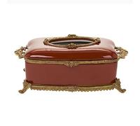 CAFIEDR Napkin Holder Classical Living Room Dining Room Pumping Paper Box Solid Color Copper Tissue Box Hand-painted Ceramic Tissue Box Bedroom Decoration Napkin Dispenser