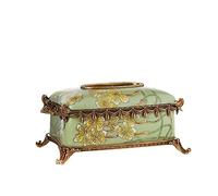 CAFIEDR Napkin Holder Modern Paper Box Decoration Home Coffee Table Luxury Ceramic with Copper Retro Tissue Box Restaurant Table Decoration Napkin Dispenser