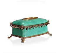 CAFIEDR Napkin Holder Nordic Ceramics with Copper Decoration Household Paper Box Living Room Coffee Table Restaurant Fashion Tissue Box Napkin Dispenser