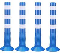 CAFIEDR Parking Barrier Flexible Traffic Delineator Posts Safety Cones, Road Night Visual Bollard Pole(Blue 4 pack)