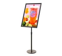 CAFIEDR Pedestal Floor Stand Sign Holder Adjustable Pedestal Poster Stand with Heavy Duty Round Base,Menu Display Notice Stand for Wedding/Business Display (Nero A2)