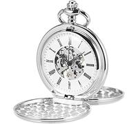 CAFIEDR Pocket Watch Mechanical Hand Wind Full Hunter Watch with Chain