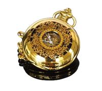 CAFIEDR Retro Gold Men's Manual Mechanical Pocket Watch Back Hollow Flip Style Men's Mechanical Watch