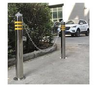 CAFIEDR Safety Bollard Fixed Car Park Bollard 2 Pack,Stainless Steel Parking Barrier Car Park with 3m Metal Chain for Parking Lots,Schools for Parking Lot,Traffic Contr(Silver 76x600MM)