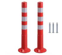 CAFIEDR Safety Bollard Post Parking Barrier With Reflective Band, Parking Lot/Personal Area/Commercial Streets Traffic Sign Posts, 2 4 6 8 12 20 Pack Traffic Crowd Co(45cm H Red+white 2 pack)