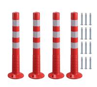 CAFIEDR Safety Bollard Post Parking Barrier With Reflective Band, Parking Lot/Personal Area/Commercial Streets Traffic Sign Posts, 2 4 6 8 12 20 Pack Traffic Crowd Co(75cm H Red+white 4 pack)