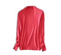 CAFIEDR Women Cashmere Sweater Knitted Turtleneck Pullover Jumper Female Jersey Sweaters (Coral Red L)