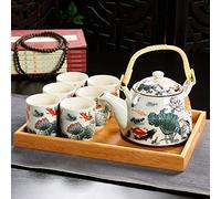 CAFIEDR Yixing Ceramic Tea Set Tea Set Tea Tray Outdoor Camping Mountaineering Tea Set Chinese Tea Ceremony-As Shown 8 pcs
