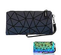 CAFINY Small Clutch Purses for Women, Daily Use Wrist Purse, Geometric Luminous Wallet, Portable Wristlets Travel Clutch, Small Wrist Purses and Cosmetic Pouch