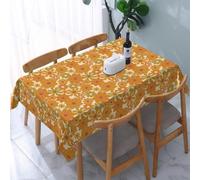 Cafl 70's Retro Sunflower Table Cloth Vintage Floral Tablecloths Wrinkle Free for Picnic Kitchen Holiday Dining Room Rectangle Polyester Washable(54 x 72 Inch)