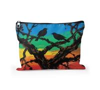 Cafl Makeup Bag Cosmetic Bag for Women Girl Large Capacity Portable Travel Organizer 10 * 8inch, Blackbird Pair Perched on Branches